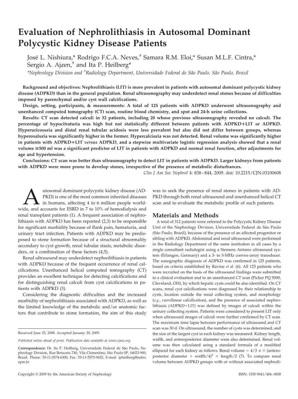 Evaluation of Nephrolithiasis in Autosomal Dominant Polycystic Kidney Disease Patients