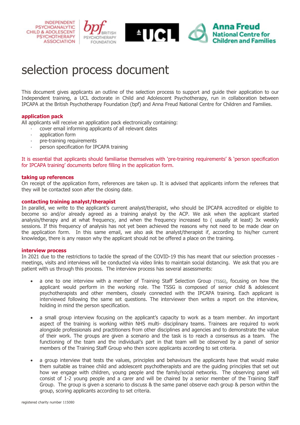 Selection Process Document