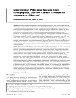 Maastrichtian–Paleocene Foreland-Basin Stratigraphies, Western Canada: a Reciprocal Sequence Architecture1