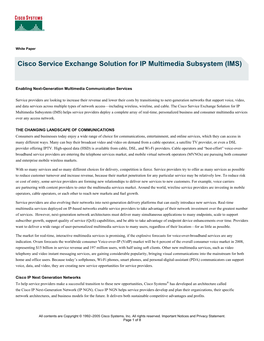 Cisco Service Exchange Solution for IP Multimedia Subsystem (IMS)