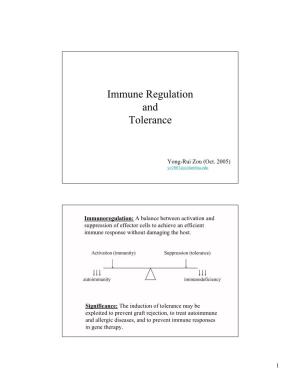 Immune Regulation and Tolerance