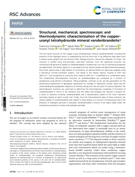 Structural, Mechanical, Spectroscopic and Thermodynamic