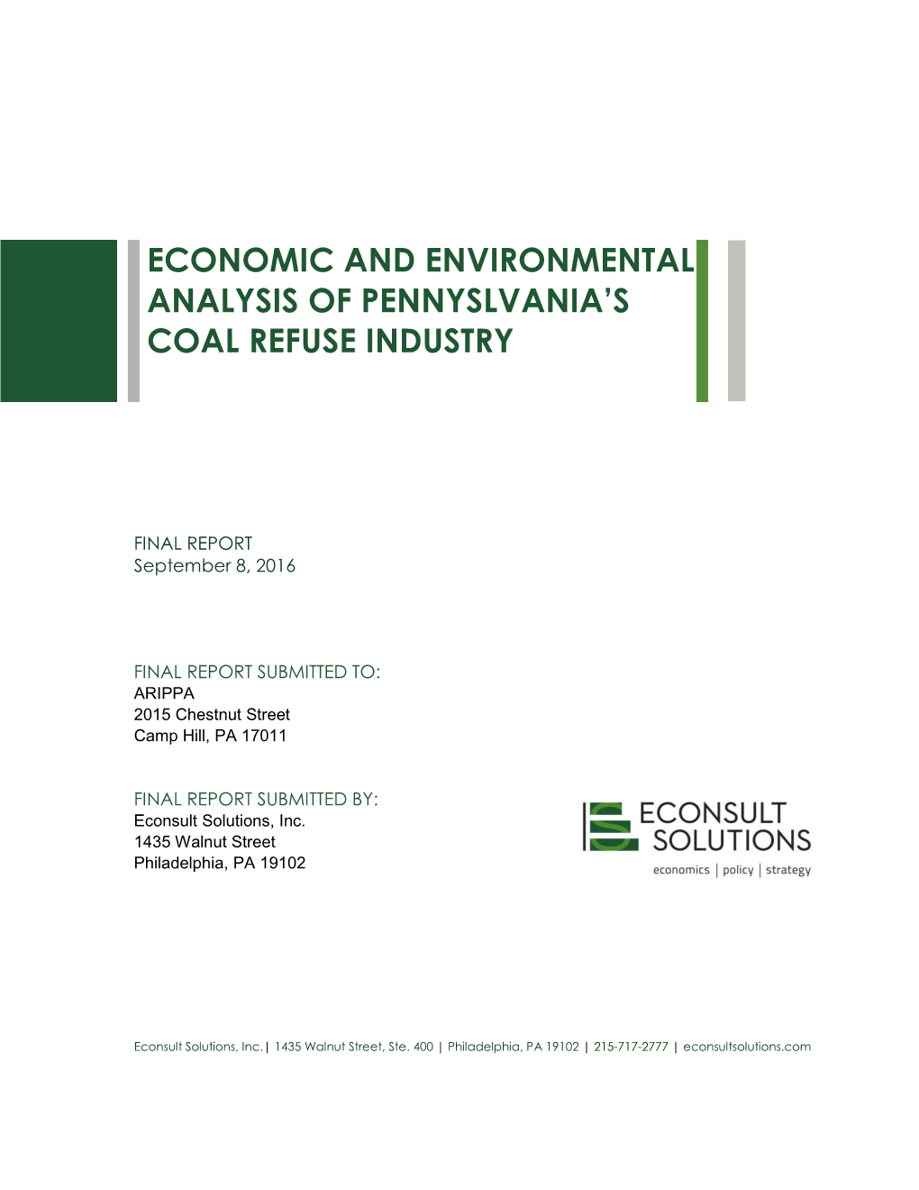 Economic and Environmental Analysis of Pennyslvania's