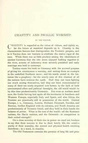 Chastity and Phallic Worship