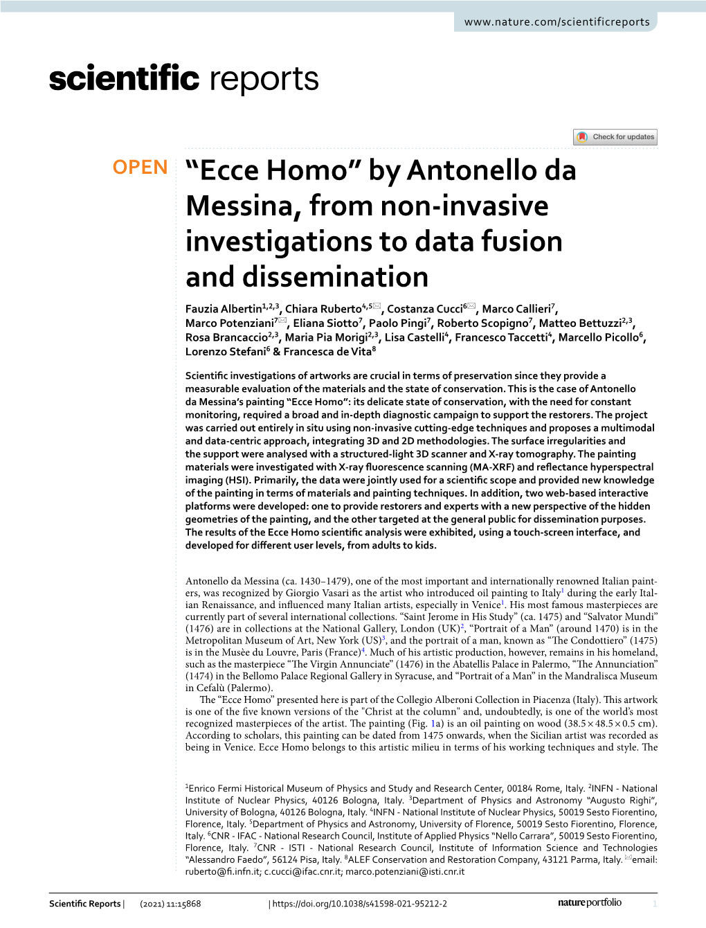 “Ecce Homo” by Antonello Da Messina, from Non-Invasive Investigations To