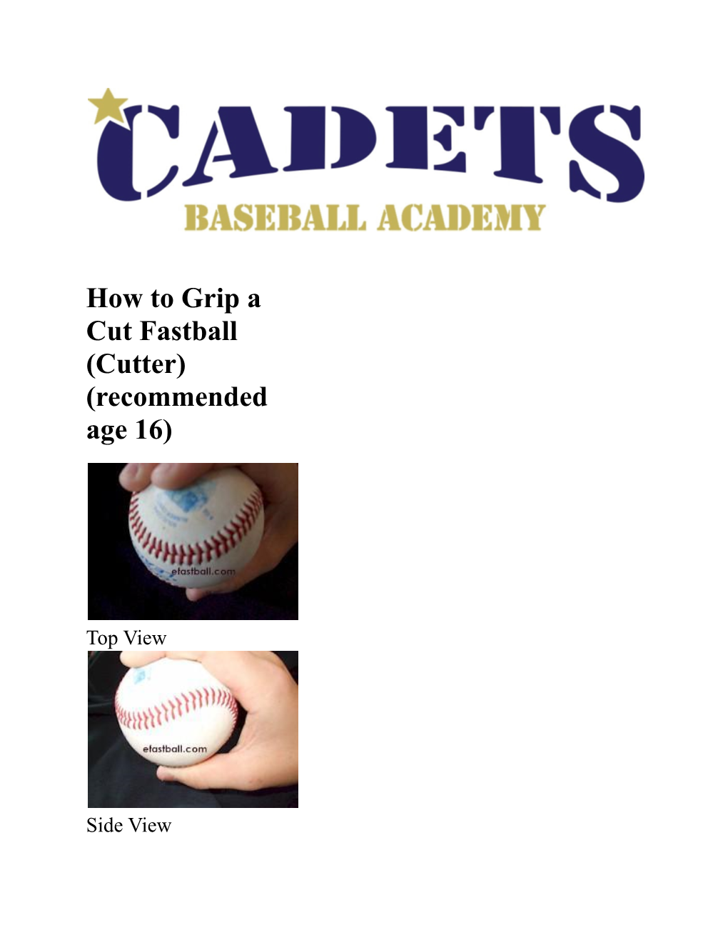 How to Grip a Cut Fastball (Cutter) (Recommended Age 16)