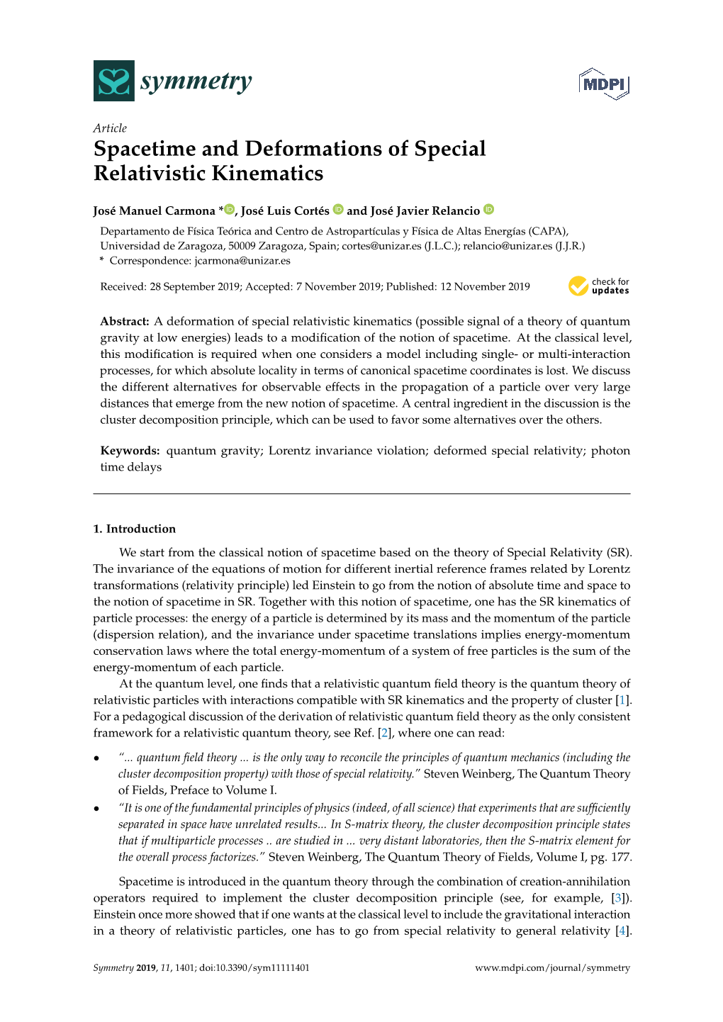 Spacetime and Deformations of Special Relativistic Kinematics