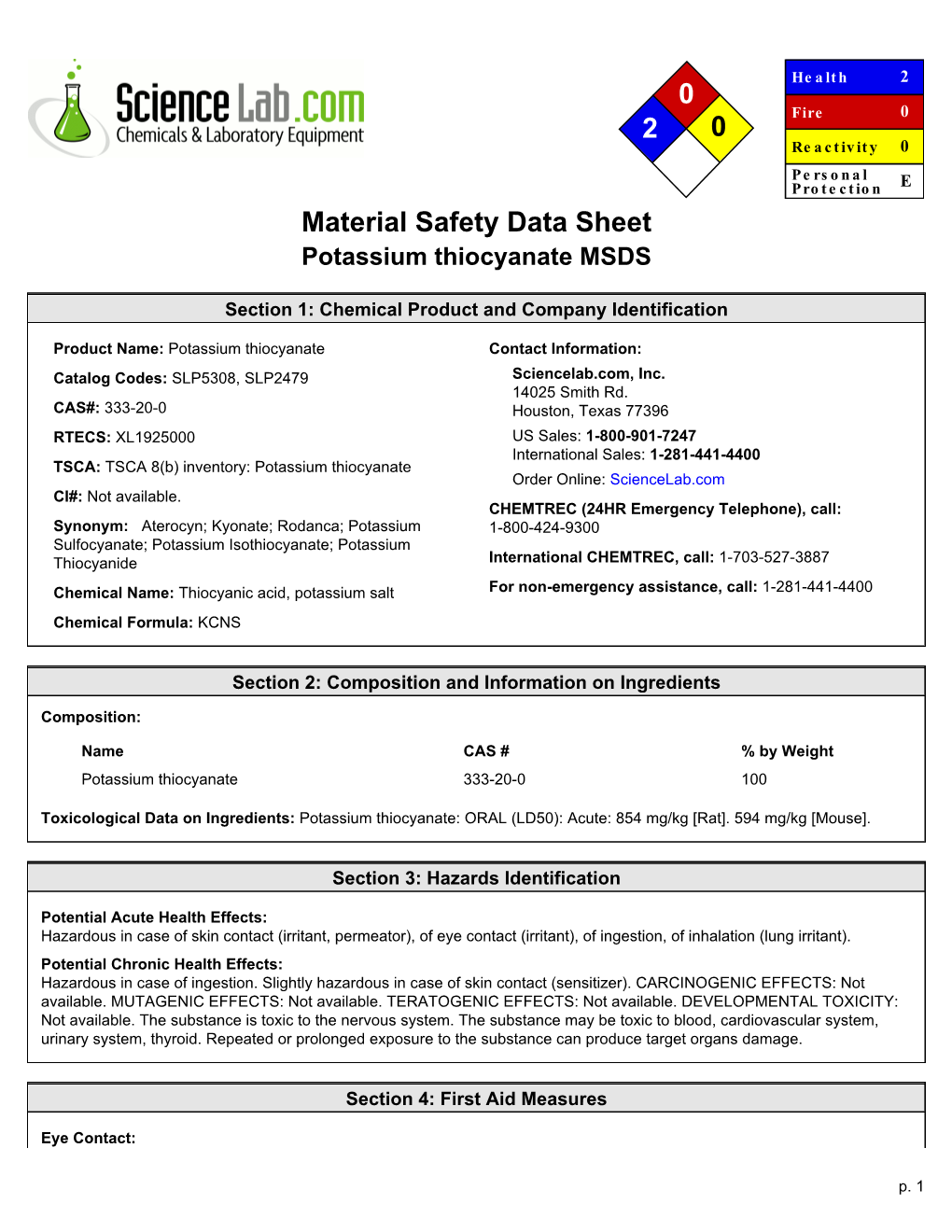 0 2 0 Material Safety Data Sheet