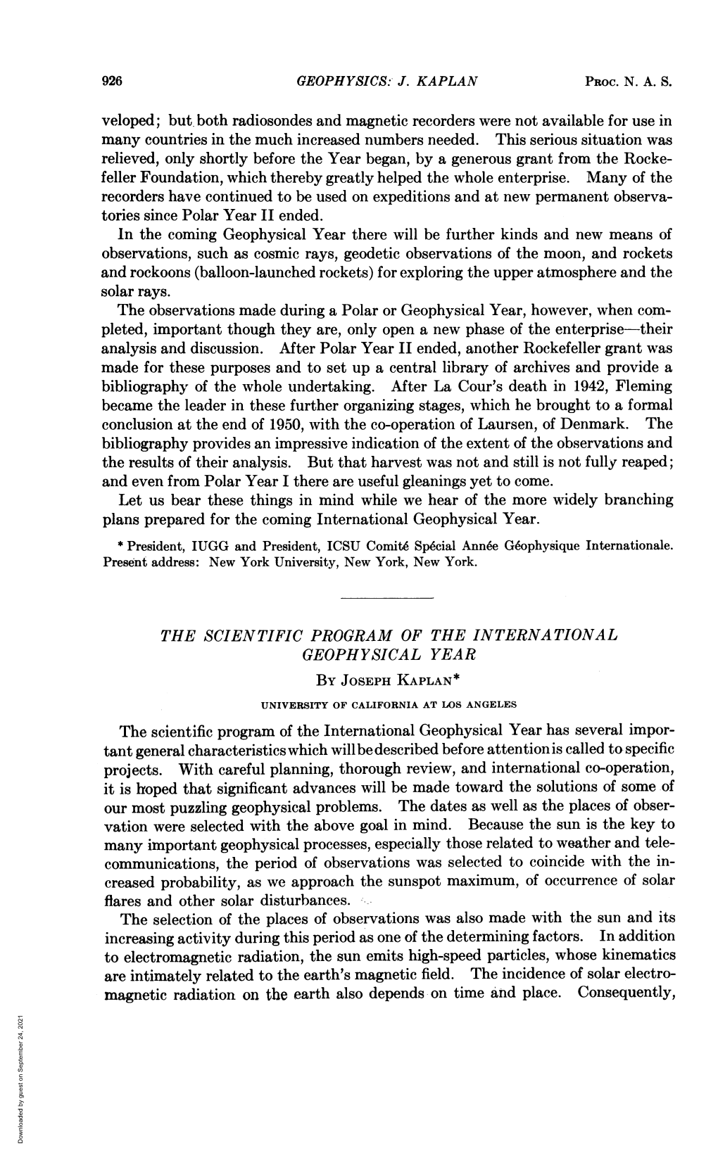 Our Most Puzzling Geophysical Problems. the Dates As Well As the Places of Obser- Vation Were Selected with the Above Goal in Mind