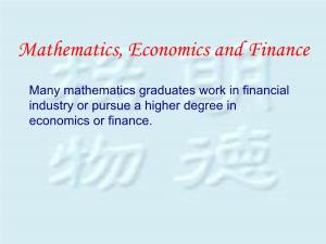Mathematics, Economics and Finance