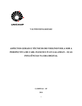 Aspectos Gerais E Técnicos Do Violino/Viola Sob a Perspectiva De Carl Flesch E Ivan Galamian – Suas Influências Na Era Digital