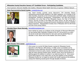 Milwaukee County Executive Candidate Forum Participating Candidates