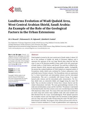 Landforms Evolution of Wadi Qudaid Area, West Central Arabian Shield, Saudi Arabia: an Example of the Role of the Geological Factors in the Urban Extensions