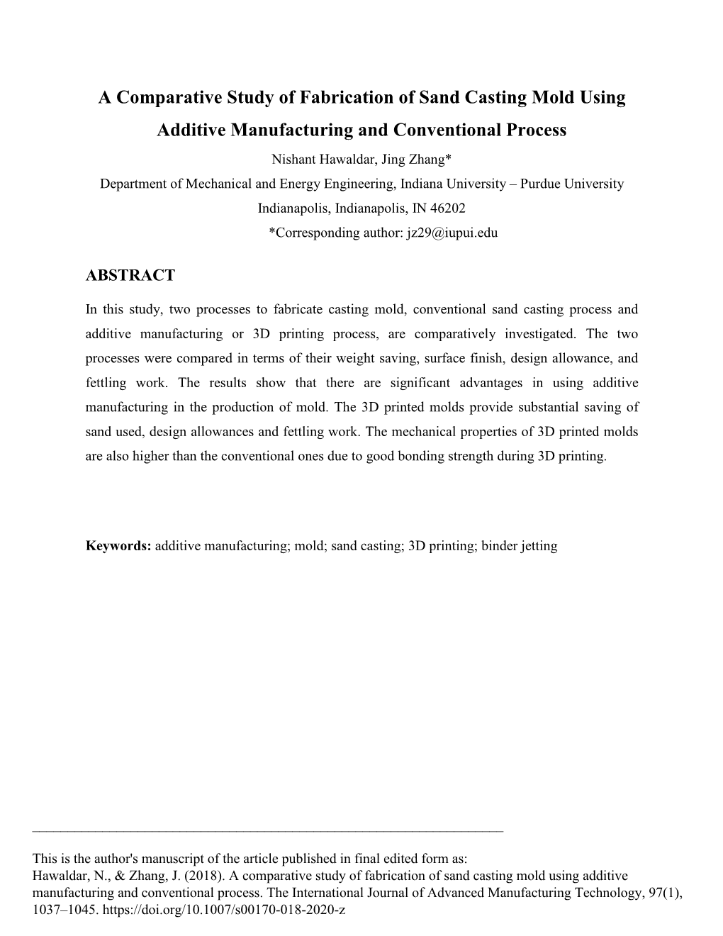 A Comparative Study of Fabrication of Sand Casting Mold Using Additive Manufacturing and Conventional Process