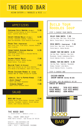 The Nood Bar Asian Eatery::: Noodles & Rice