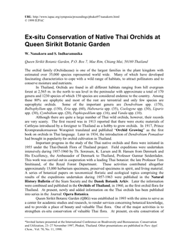 Ex-Situ Conservation of Native Thai Orchids at Queen Sirikit Botanic Garden