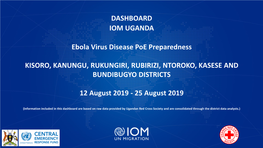 DASHBOARD IOM UGANDA Ebola Virus Disease Poe Preparedness KISORO, KANUNGU, RUKUNGIRI, RUBIRIZI, NTOROKO, KASESE and BUNDIBUGYO D