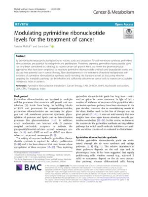 Modulating Pyrimidine Ribonucleotide Levels for the Treatment of Cancer Tanzina Mollick1,2 and Sonia Laín1,2*