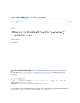 Intraoperative Transanal Fiberoptic Colonoscopy: Report of Six Cases Thomas A