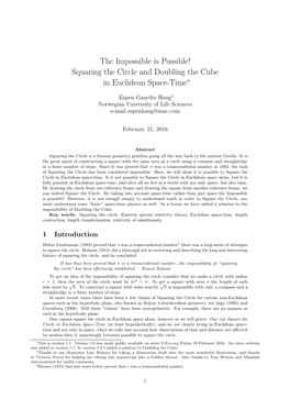 Squaring the Circle and Doubling the Cube in Euclidean Space-Time⇤