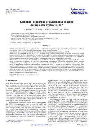 Statistical Properties of Superactive Regions During Solar Cycles 19–23⋆