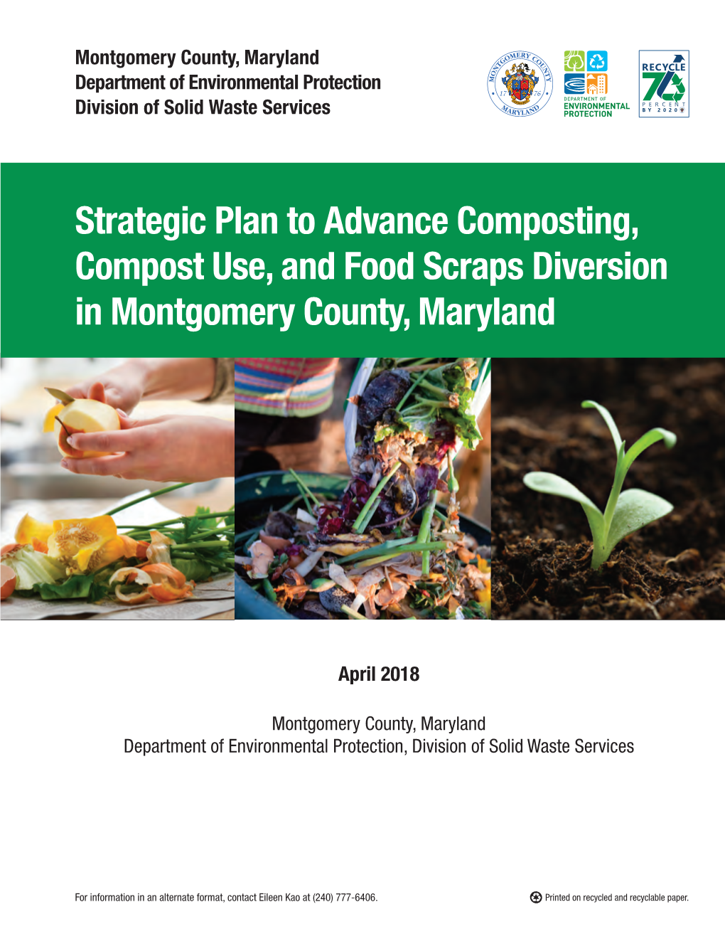Strategic Plan to Advance Composting, Compost Use, and Food Scraps Diversion in Montgomery County, Maryland