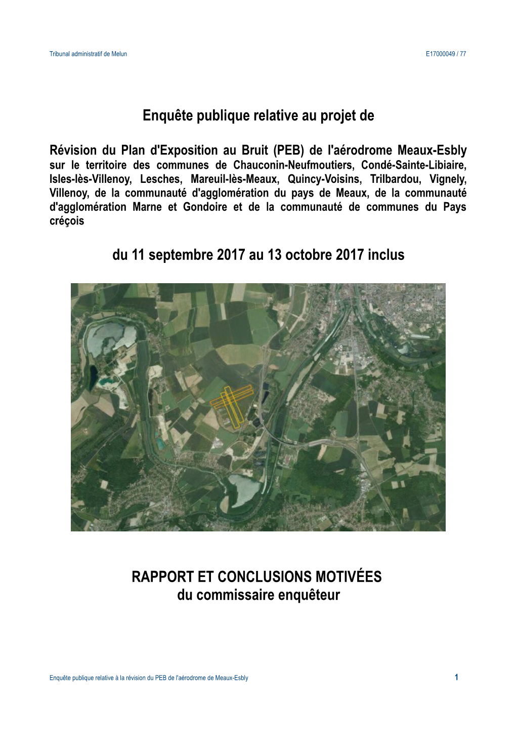 Révision Du Plan D'exposition Au Bruit (PEB) De L'aérodrome Meaux-Esbly