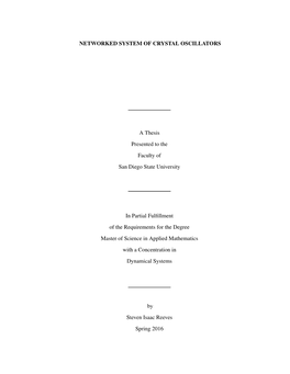 NETWORKED SYSTEM of CRYSTAL OSCILLATORS a Thesis