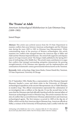 At Adab American Archaeological Misbehaviour in Late Ottoman Iraq (1899–1905)