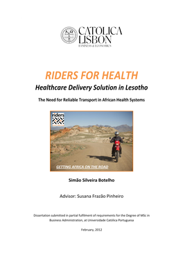 Riders for Health – Healthcare Delivery Solution in Lesotho