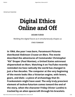 Digital Ethics Online and Off