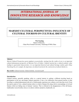 Marxist Cultural Perspectives: Influence of Cultural Tourism on Cultural Identity