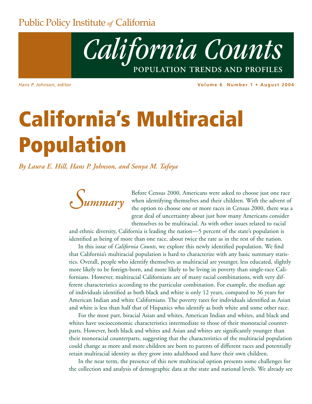 California's Multiracial Population