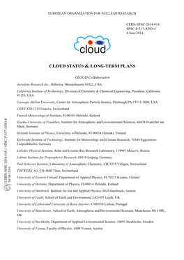 Cloud Status & Long-Term Plans