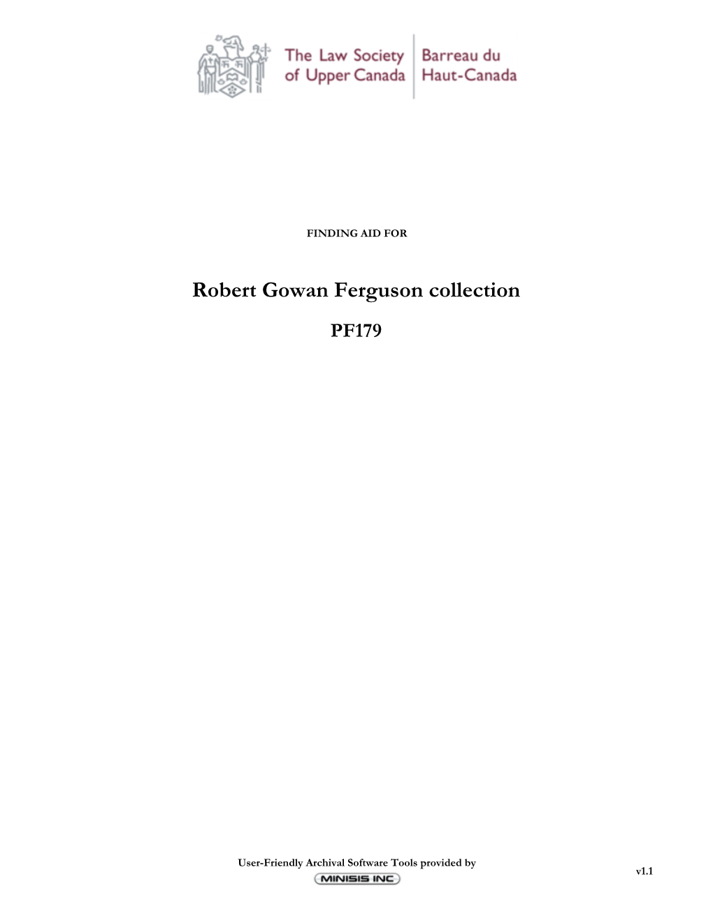 Robert Gowan Ferguson Collection PF179