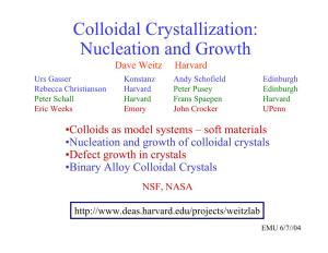 Colloidal Crystallization: Nucleation and Growth