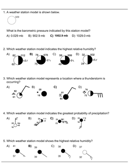 1. a Weather Station Model Is Shown Below