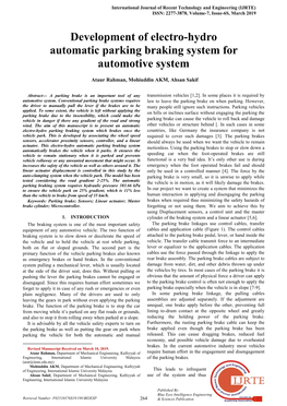 Development of Electro-Hydro Automatic Parking Braking System for Automotive System