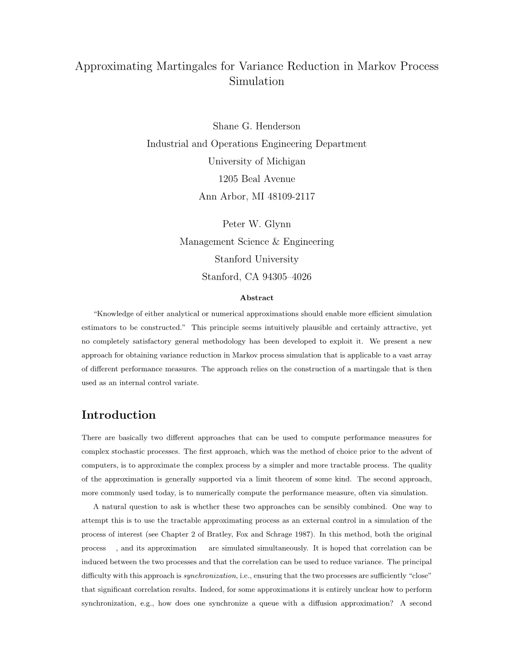 Approximating Martingales for Variance Reduction in Markov Process Simulation