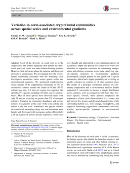 Variation in Coral-Associated Cryptofaunal Communities Across Spatial Scales and Environmental Gradients