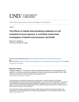 The Effects of Cellular Theta Breathing Meditation on Cell Mediated Immune Response: a Controlled, Randomized Investigation of Altered Consciousness and Health