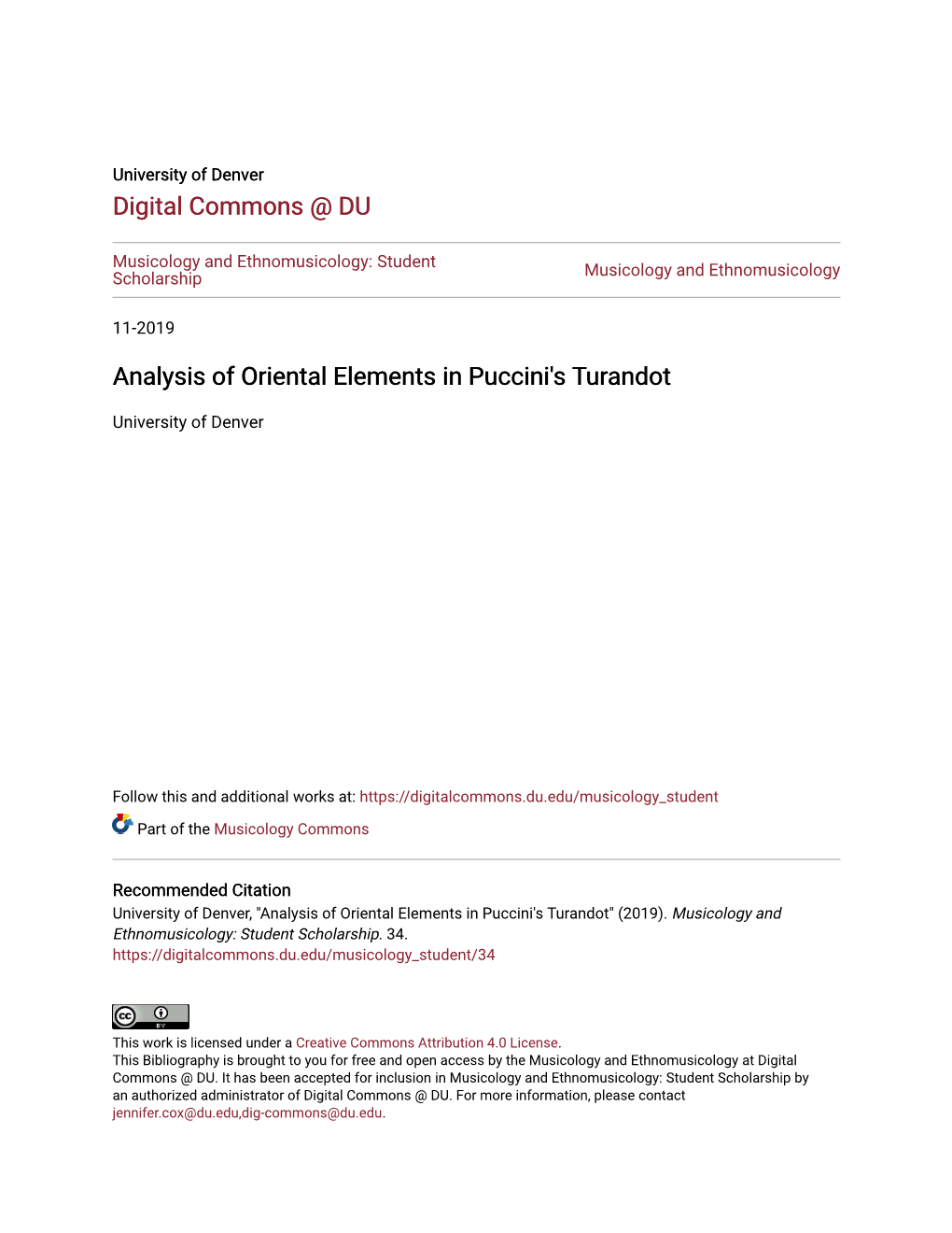 Analysis of Oriental Elements in Puccini's Turandot