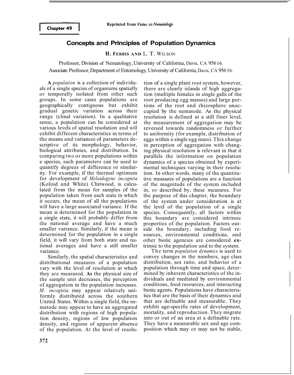 Concepts and Principles of Population Dynamics