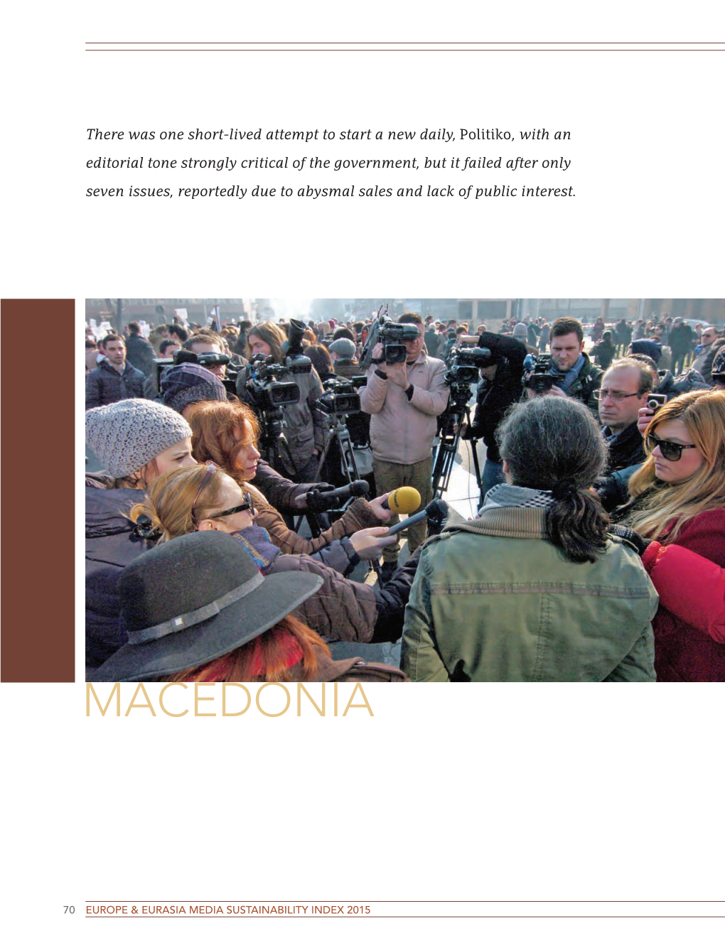 Media Sustainability Index. Macedonia 2015