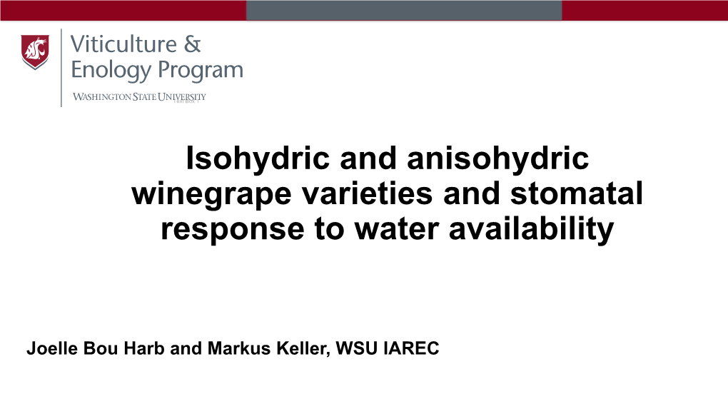 Isohydric and Anisohydric Winegrape Varieties and Stomatal Response to Water Availability