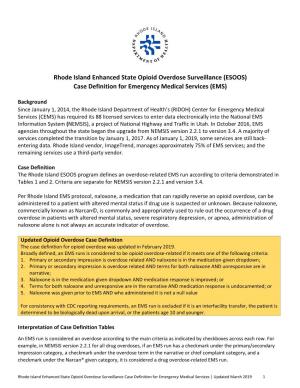 Rhode Island Enhanced State Opioid Overdose Surveillance (ESOOS) Case Definition for Emergency Medical Services (EMS)
