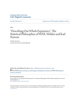 The Statistical Philosophies of WFR Weldon and Karl Pearson