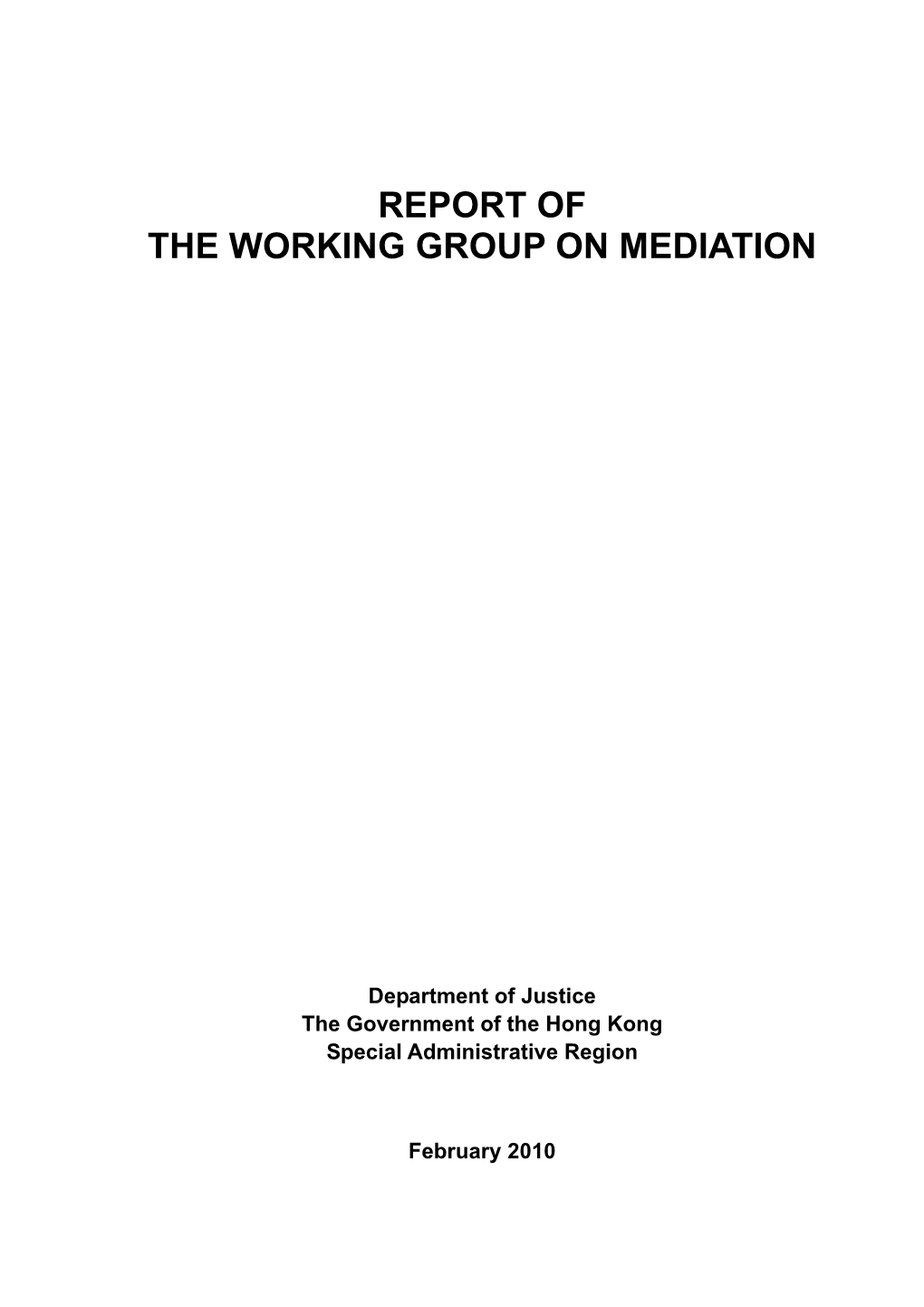 Report of the Working Group on Mediation