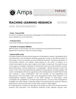 Teaching-Learning-Research: Design and Environments