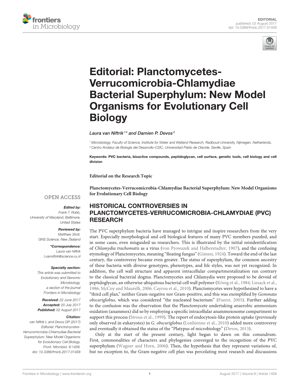 Editorial: Planctomycetes-Verrucomicrobia